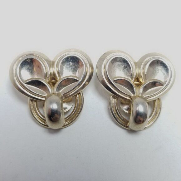 Vintage 50s 60s Style Clip On Earrings, Retro Modern Design, Estate - Picture 6 of 6